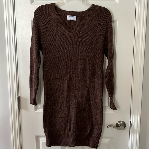 🧹Clearance || Old Navy Knit V-Neck Brown Dress - Size Small.  New! - Picture 1 of 5